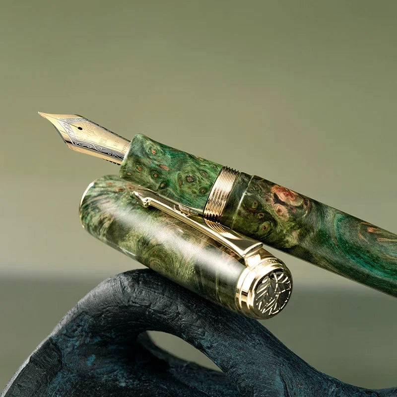 Smooth hongdian a7 stable wood unique texture fountain pen no.6 blade f/m nib business student writing gift