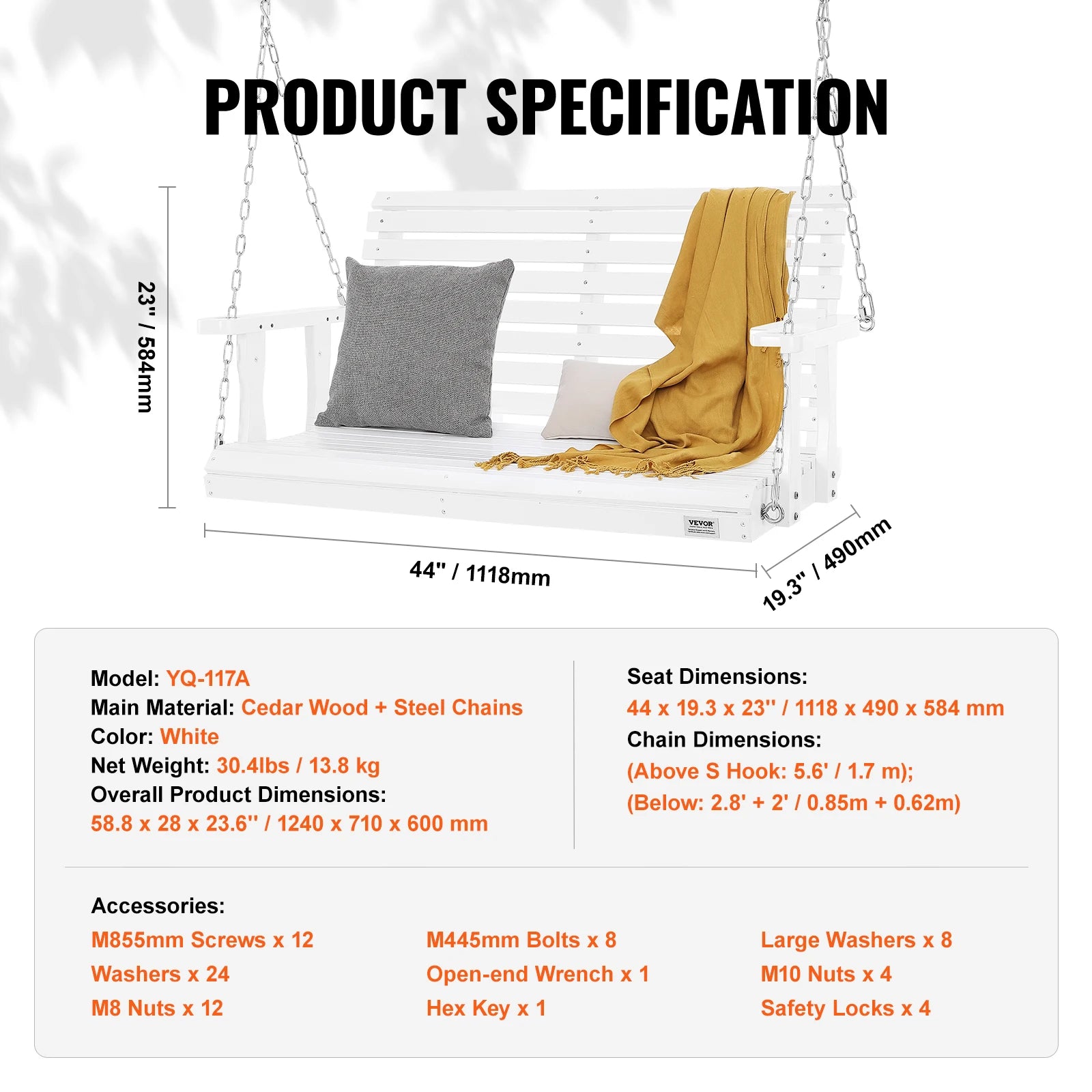Succebuy wooden porch swing 5 ft patio bench swing for courtyard garden upgraded 880 lbs strong load capacity chair