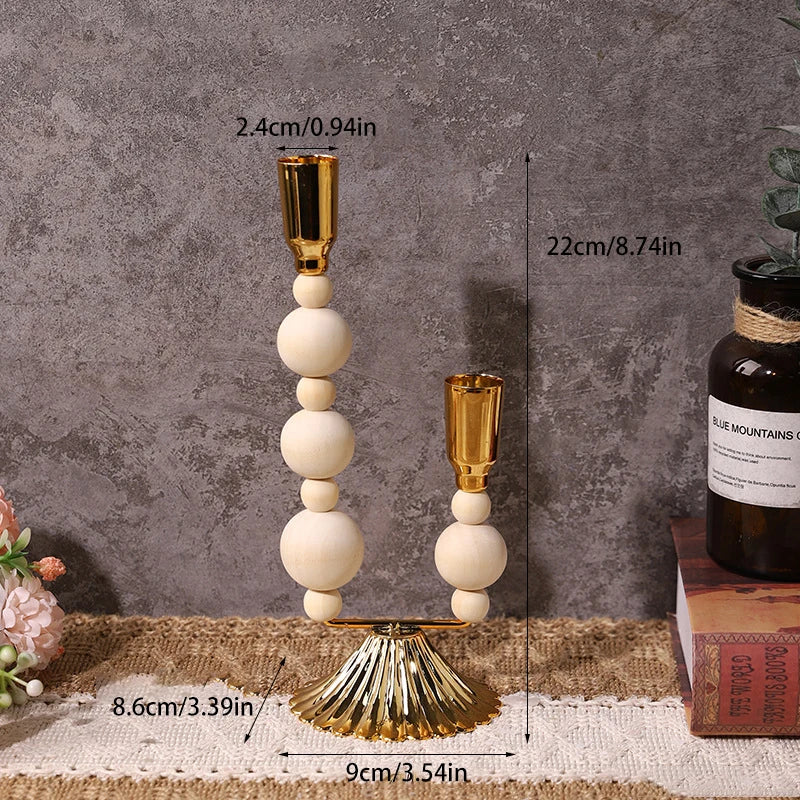 Wooden iron candle stand vintage dinner table centerpiece candlestick wedding festival home decoration photography