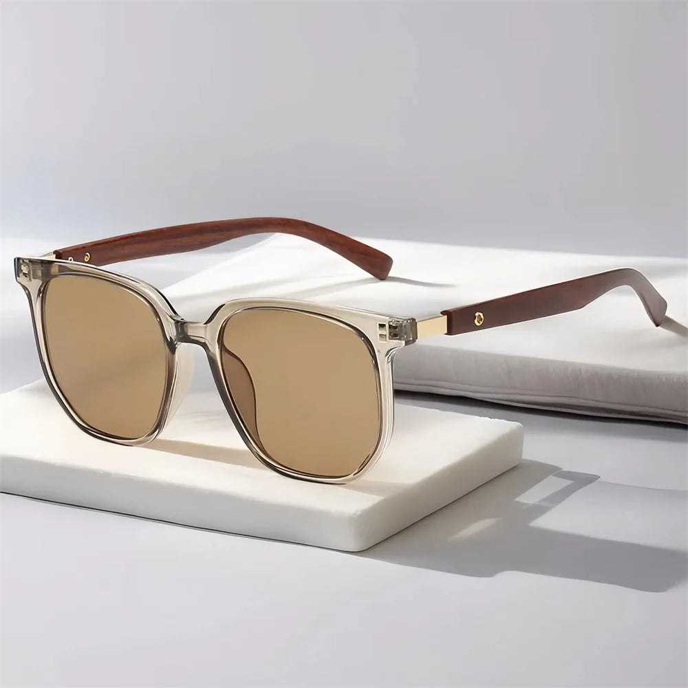 Wood sunglasses with dark polarized lenses retro fashion shades square frame men sun glasses female uv400