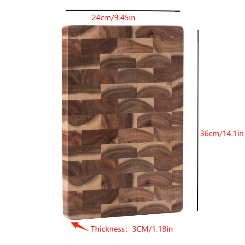 High quality nature acacia wood seamless stitching end grain kitchen food chopping wooden cutting board - s 36x24x3cm