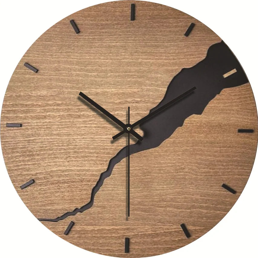 Wood grain wall clock transparent minimalist design hanging silent living room office art watch home decor hororloge