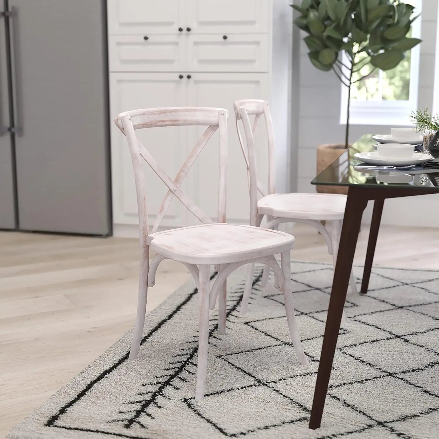 Back bistro style wooden dining chair for kitchens and rooms high-back wood stackable kitchen - lime wash / united