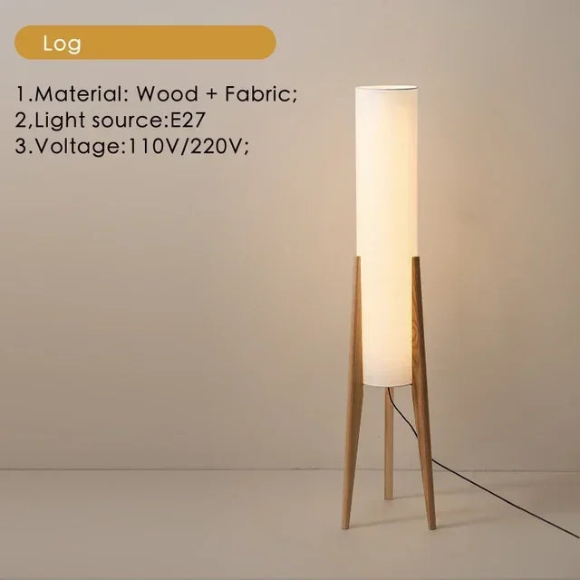 Zen floor lamp japanes style light fabric shadelamp minimalist lamp for living room tatami wood chair bedroom sofa