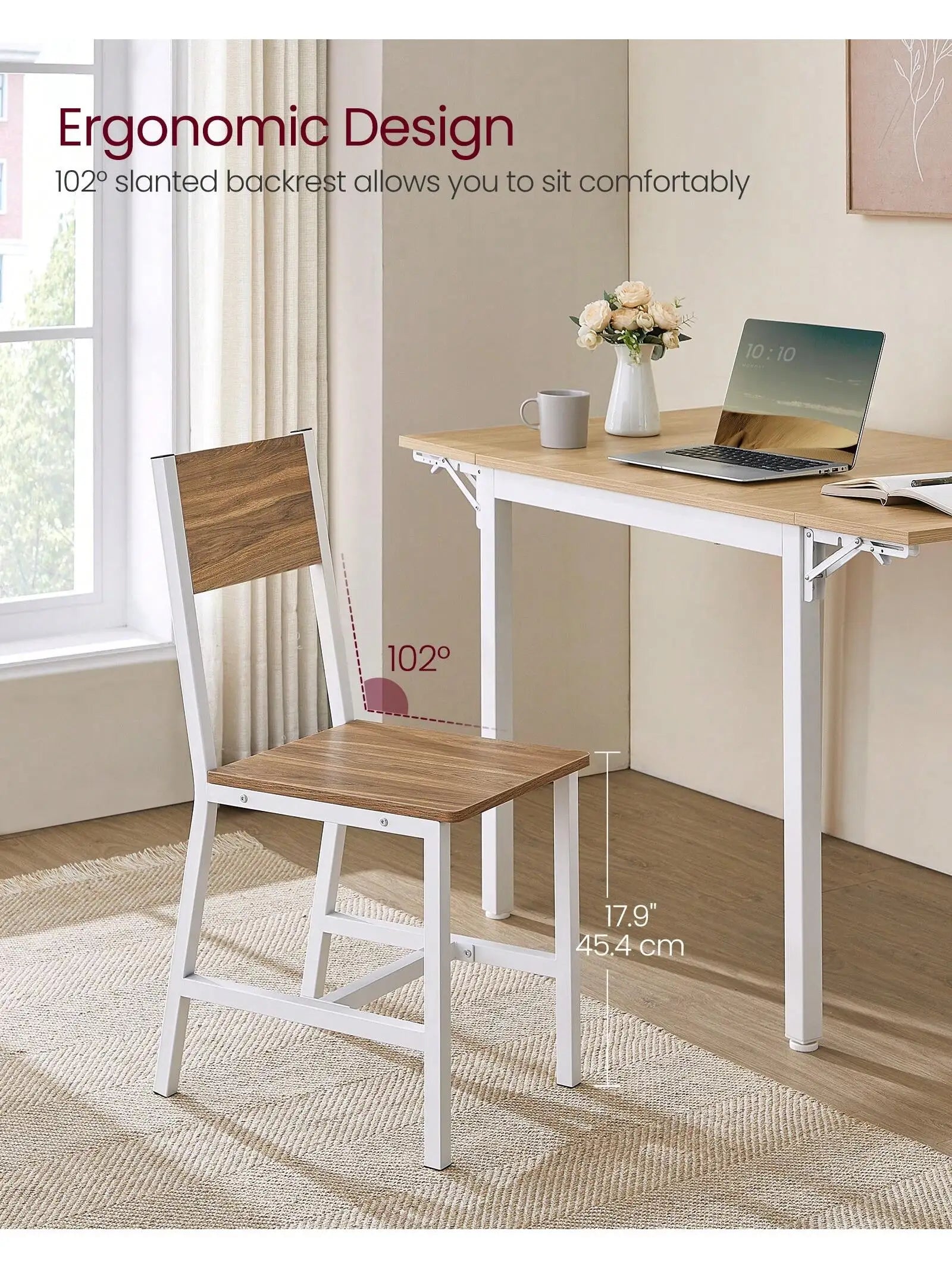 Vasagle dining chair set of 2 rustic wood chairs with metal steel frame easy to assemble comfortable seat - brown