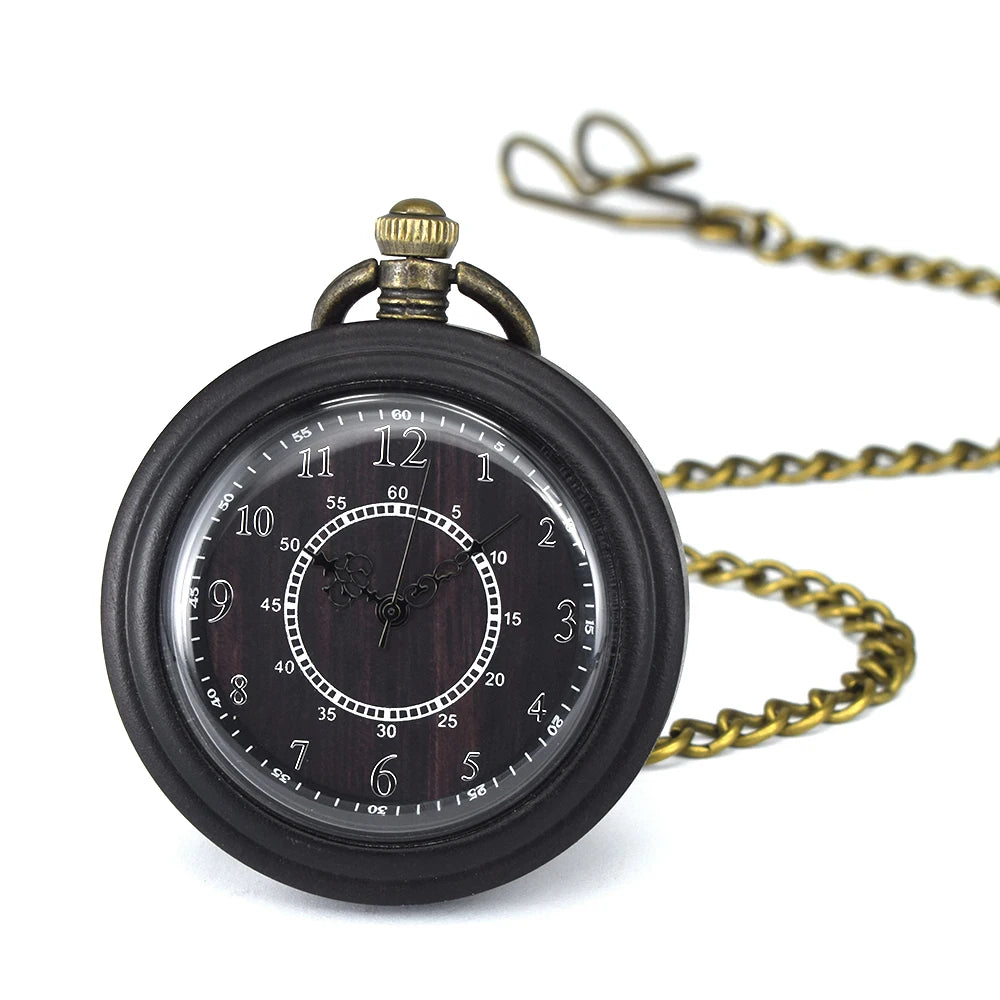 Wooden pocket watch,customized watches for men handmade bamboo wood analog quartz custom watch with c - black