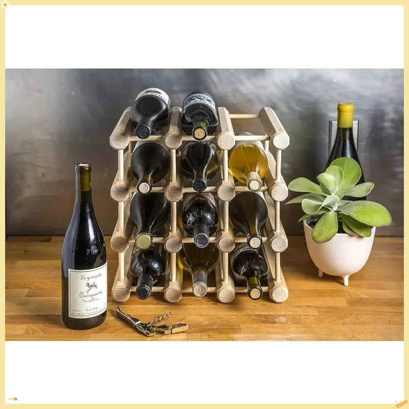 40-bottle wood wine rack stackable storage for cellar/kitchen sturdy modern design with natural pins - united states
