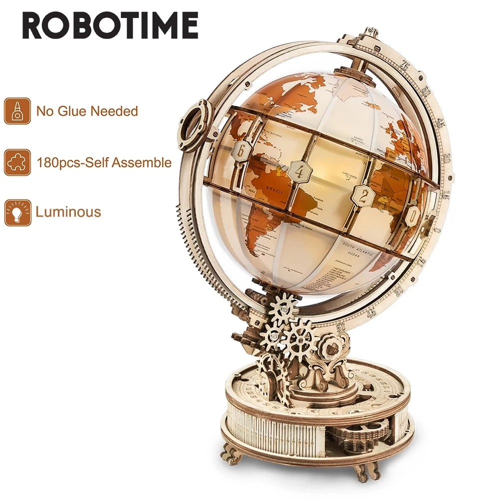 Robotime rokr luminous wooden led light hot selling 180pcs model building block kits toy gift for children adult 3d