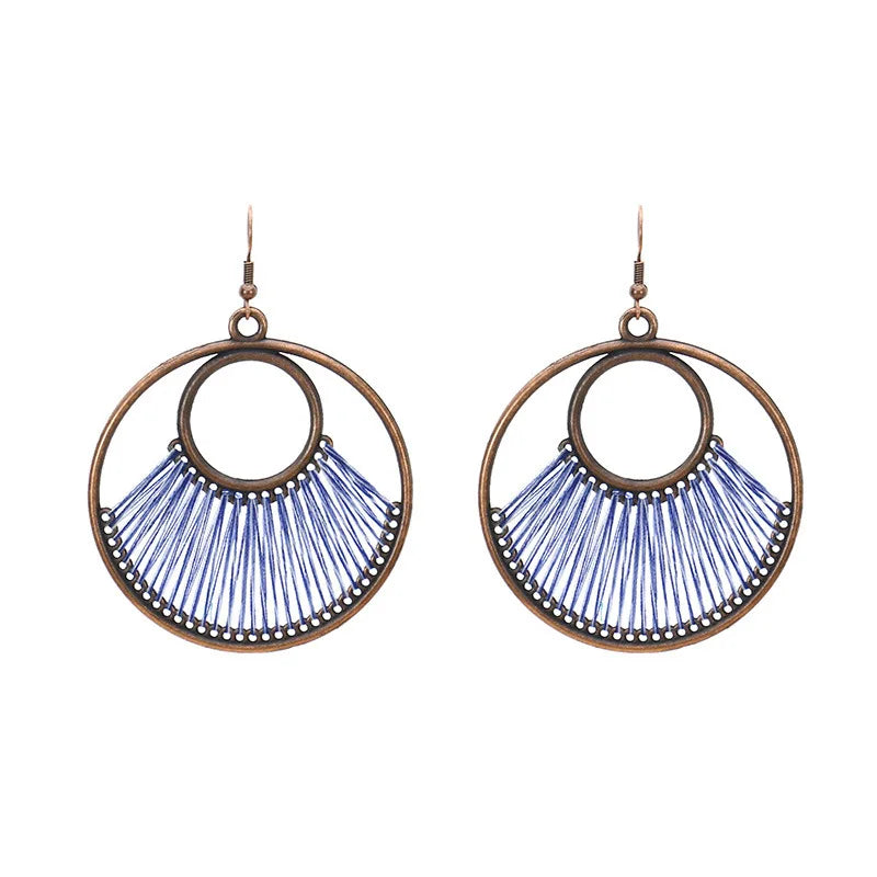 10pairs/lot earrings water drop shape hand-woven wire vintage wood ear clip - multi - earring