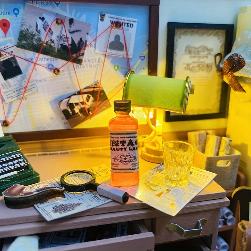 Magic detective agency diy miniature house 3d wooden model kit creative birthday & christmas gift black friday