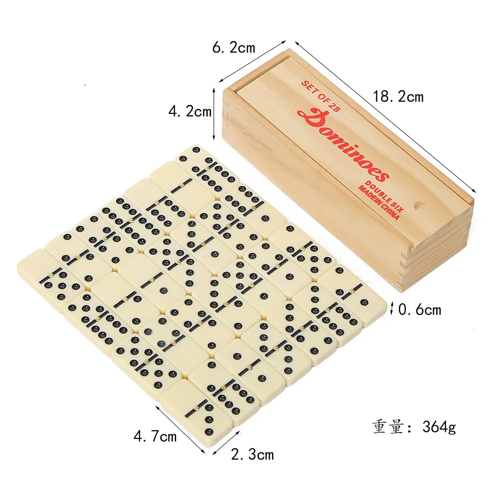 Dominos set for adults double 6 domino game six standard with natural wooden box 28 tiles,tradditional board