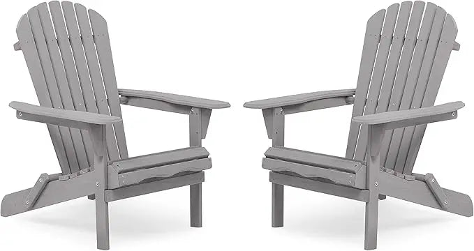 Outdoor wooden folding adirondack chair set of 2 with pre-assembled backrest wood patio for garden backyard porch