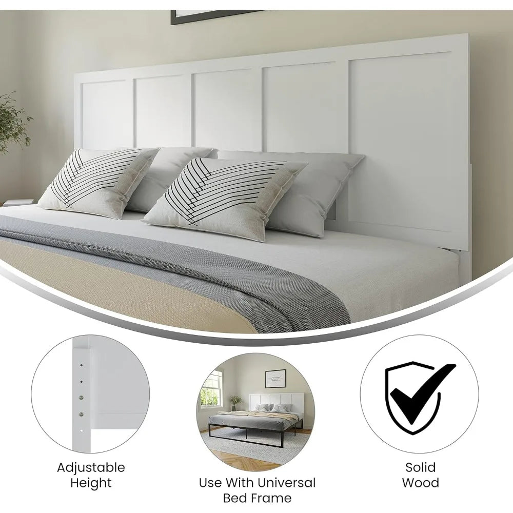 Oliver king size wooden headboard only four panel in white