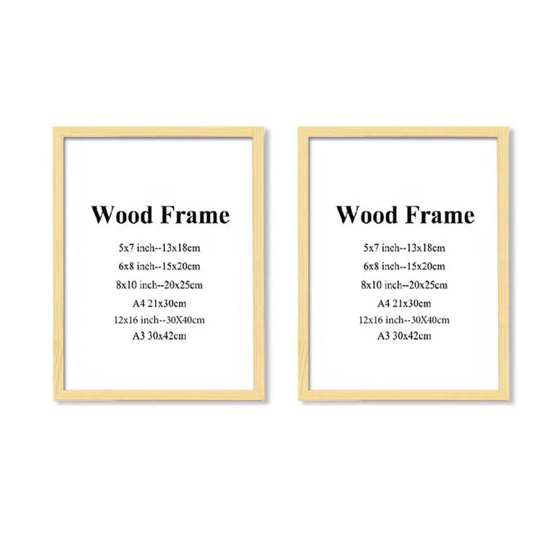 A4 a3 photo frame wooden black white color picture frames for poster wall art hanger - 2pcs wood / 8x10inch(20x25cm)