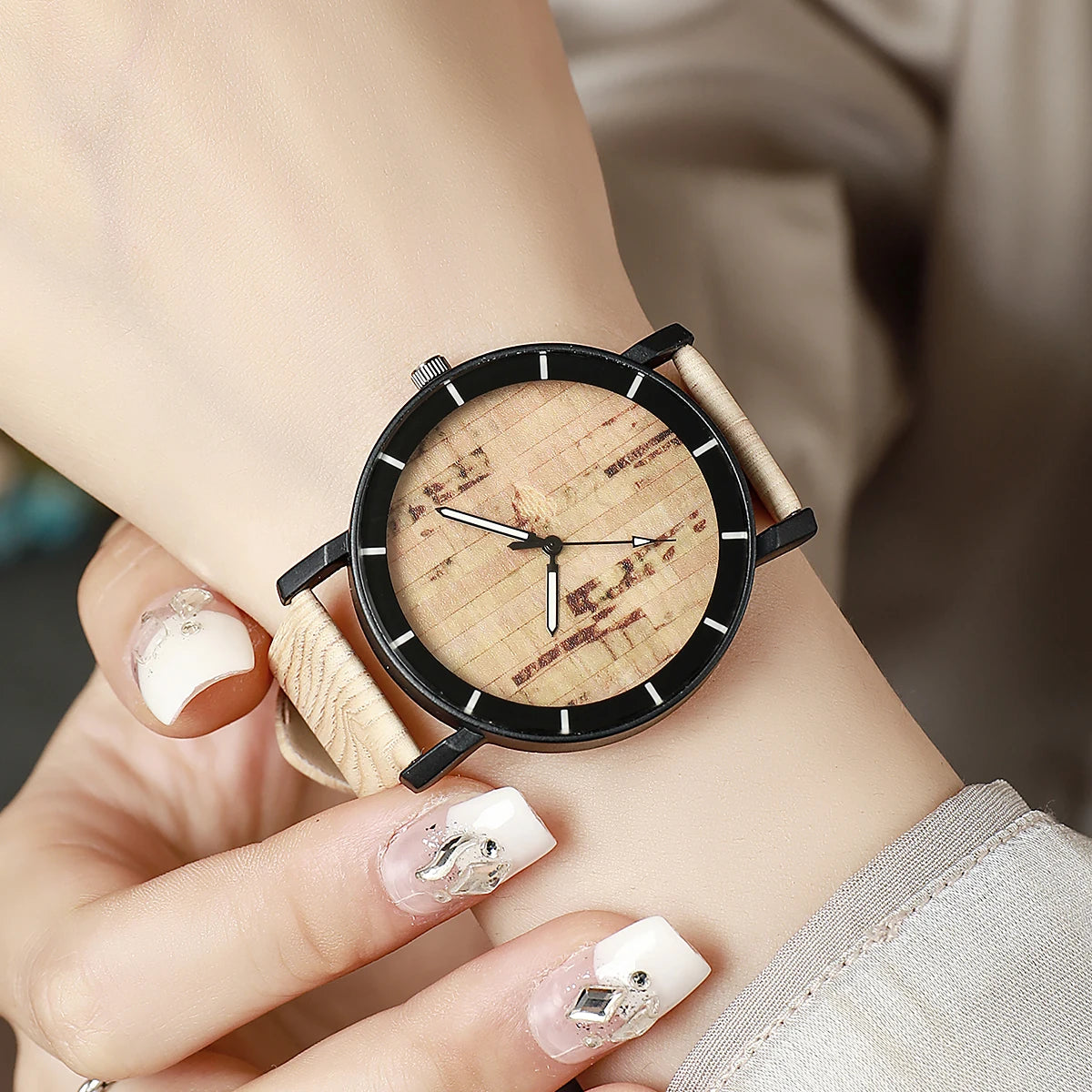 Fashion women watches casual wooden leather strap quartz wristwatches ladies clock reloj mujer