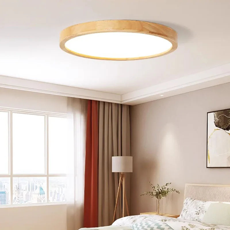 Nordic ultra-thin led wooden ceiling lights for living room bedroom lamp wood fixture lamp modern acrylic lampshade