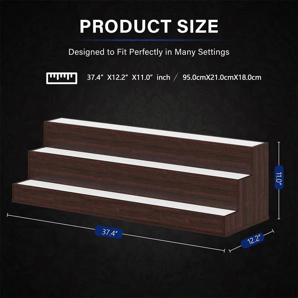 Led lighted liquor shelves wooden bottle display shelf with app remote control for home bar pub restaurants party