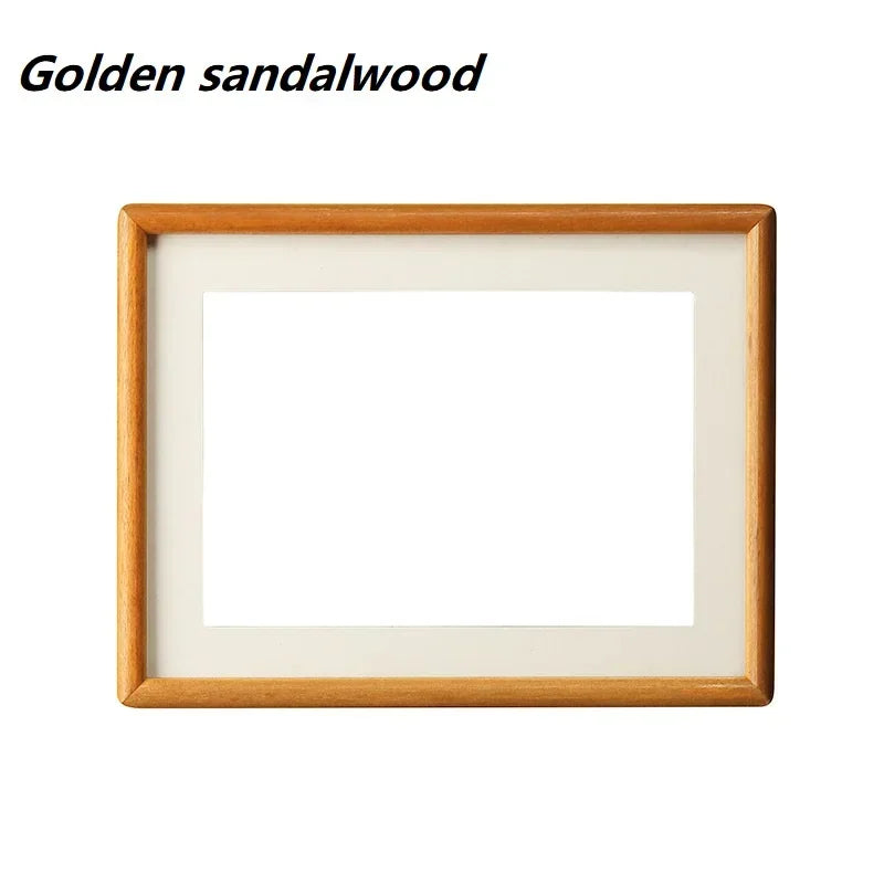 Solid wood round corner picture frame walnut and golden sandalwood minimalist design tabletop home decor - 26.7x21.5cm