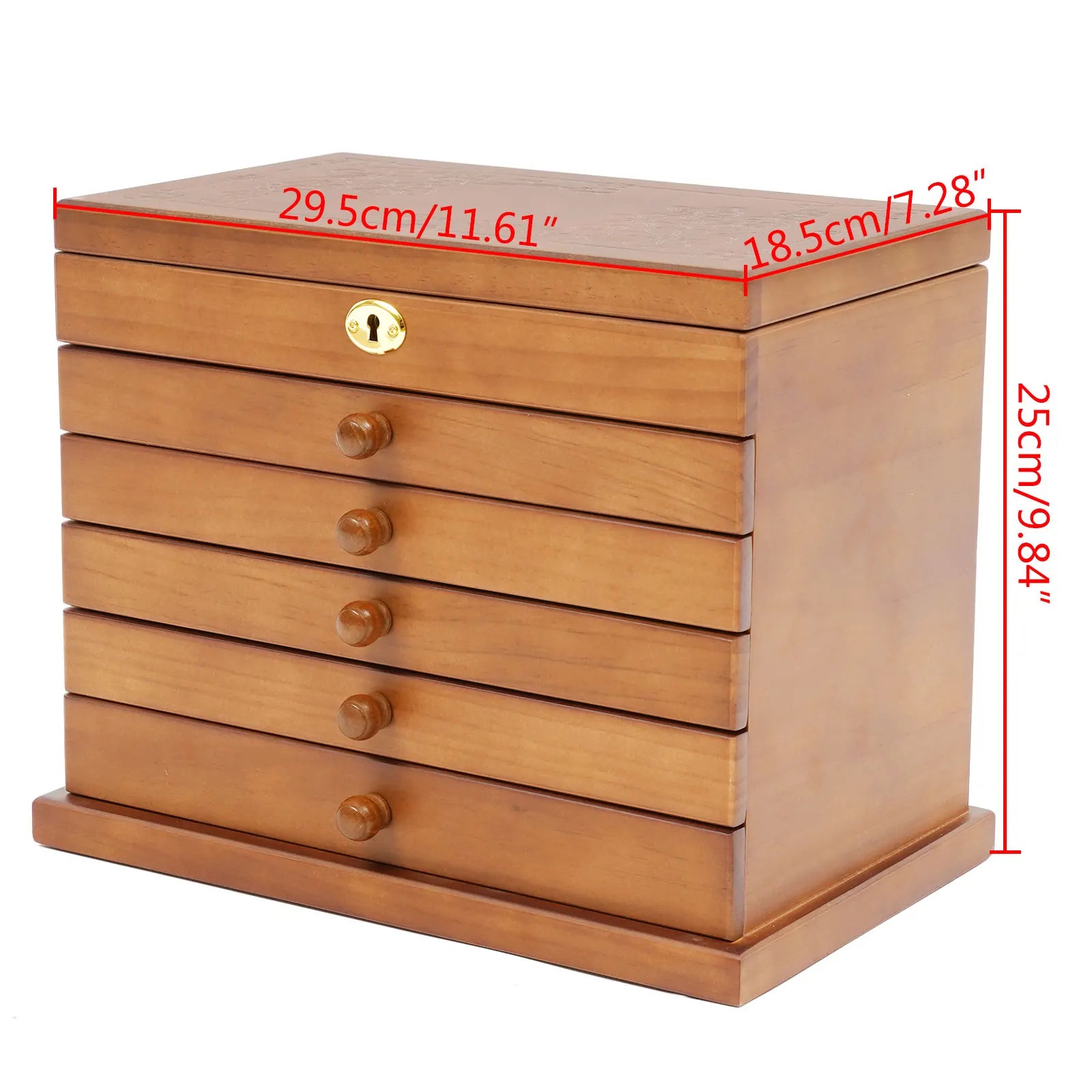 Wooden gift storage box jwelry cabinet jewelry with mirror and lock for jewelries - olive brown / united states - box