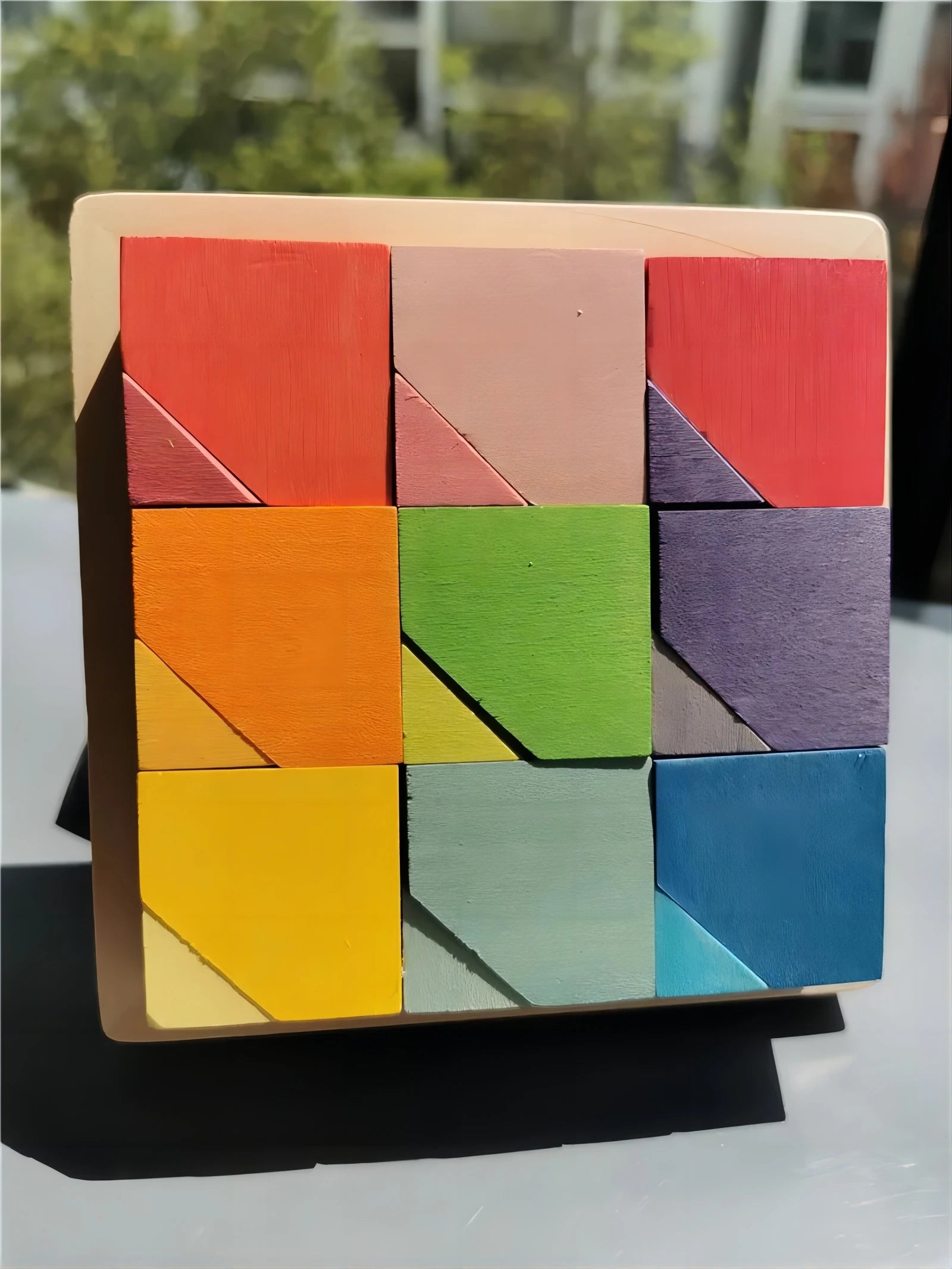 Big size wooden blocks lime rainbow building stacking castel step shape cubes corner stones for kids creative play