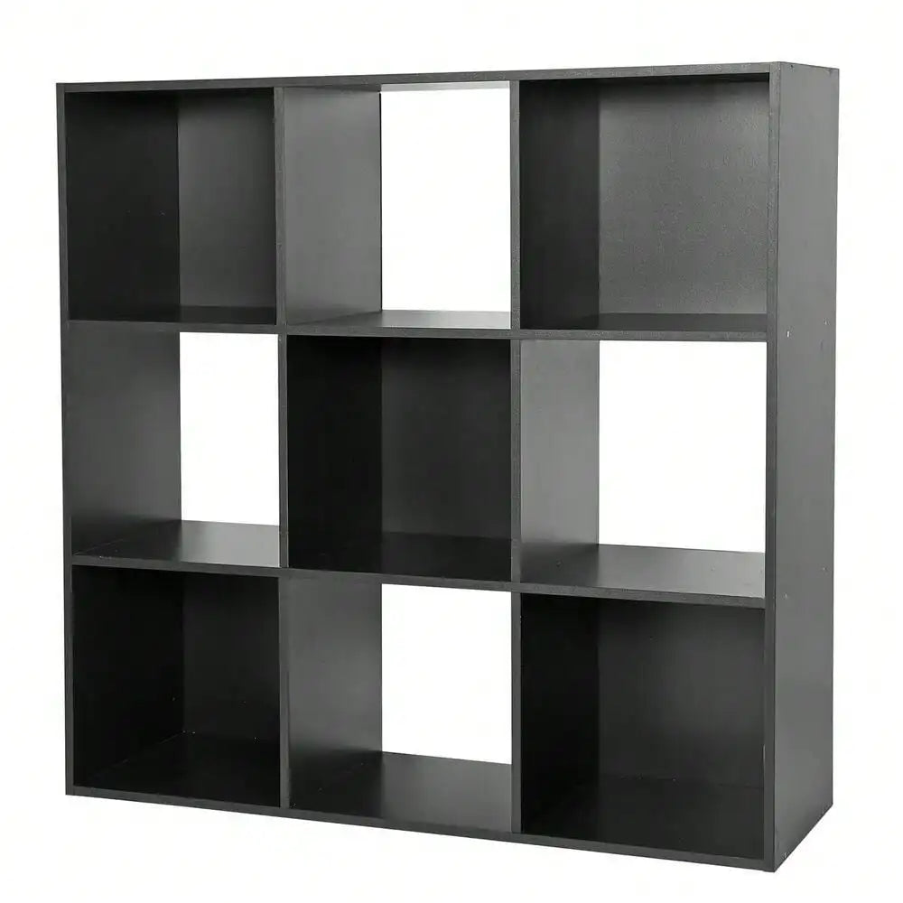 9 cube wooden 3 tier cabinet storage organizer bookcase shelving bedroom home - black / united states - bookshelf