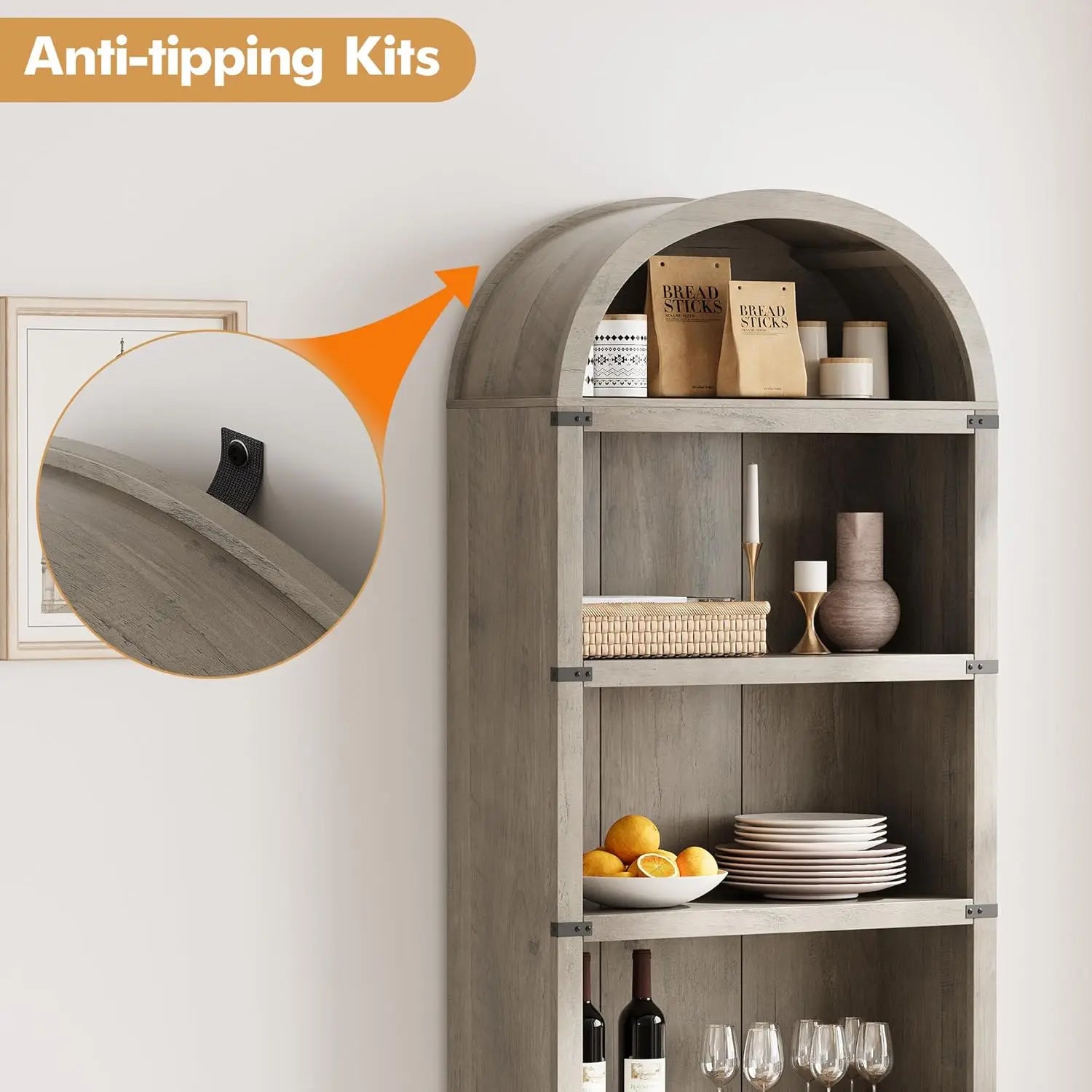 5 shelf arched bookshelf 71.65in tall bookcase farmhouse display storage rack wooden bookshelves for home office living