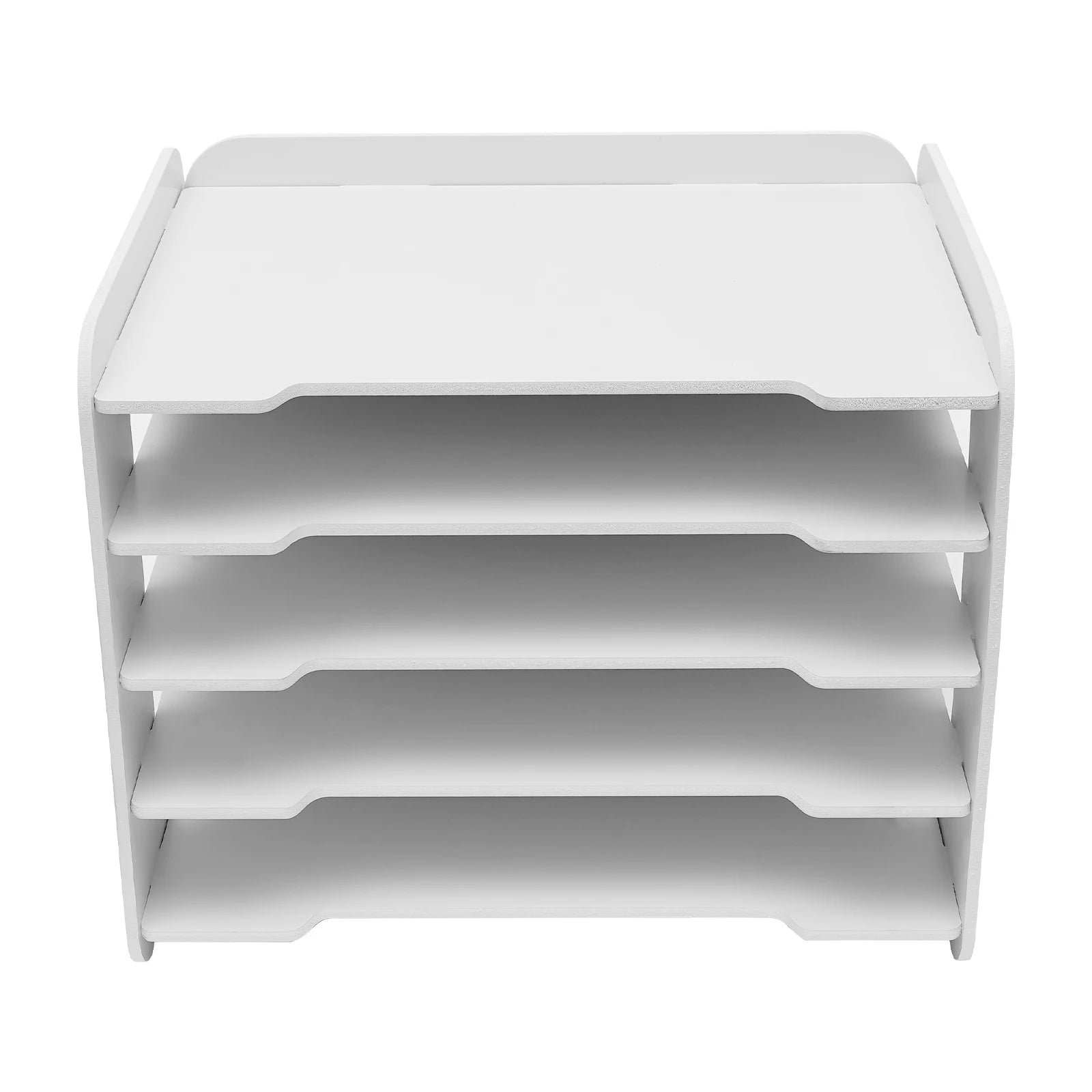 Wood file organizer 5 trays paper sorter for office supplies desk length 34cm/13.39in white - white / germany