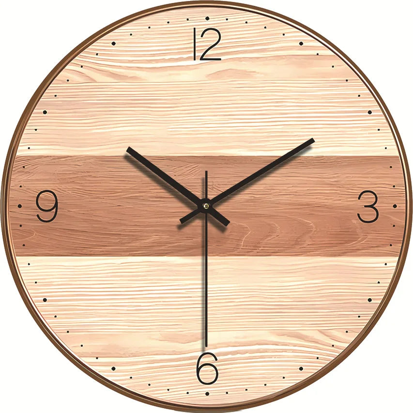 Wood grain wall clock transparent minimalist design hanging silent living room office art watch home decor hororloge