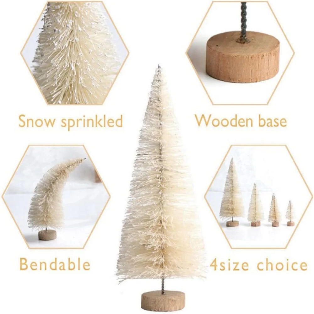 12pcs artificial mini christmas trees with 8pcs small wreaths bottle brush wood base frosted - blue / united states
