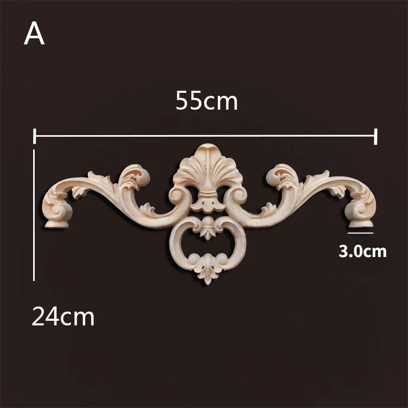 Europe wood appliques molding decals for furniture home decor carving onlays flower background wall decoration