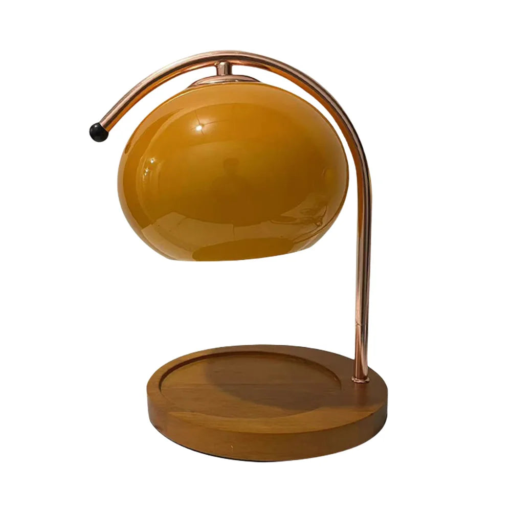 Wooden base candle warmer lamp with timer nordic wax 2 bulbs modern melting light for house office decoration - gold