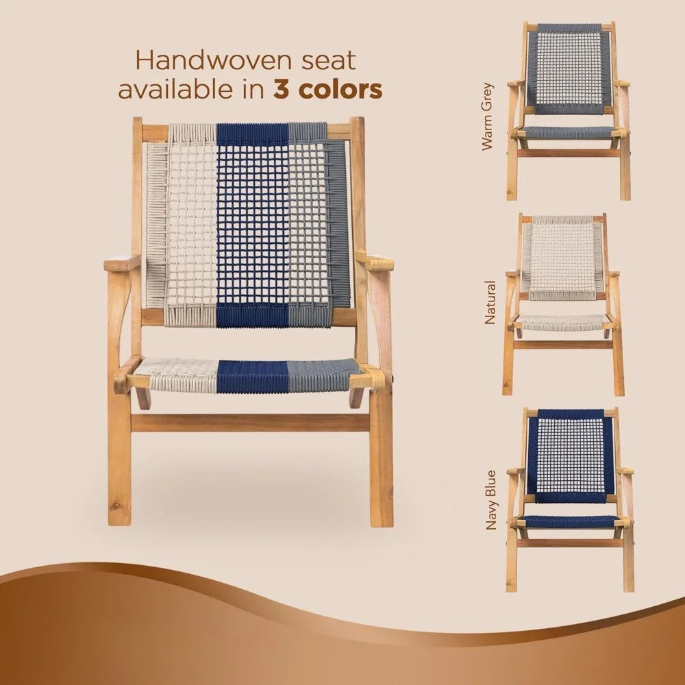 Vega natural stain outdoor chair acacia wood construction woven web seat mid-century design comfortable reclining
