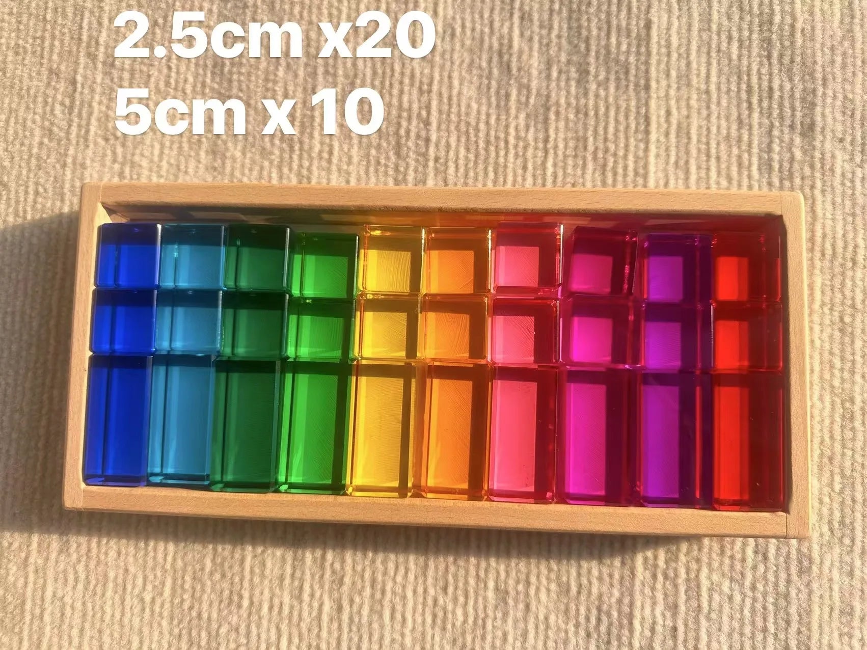 Wooden building blocks set stacking castle toys with transparent cubes rainbow timbers trees animals giraffe for kids