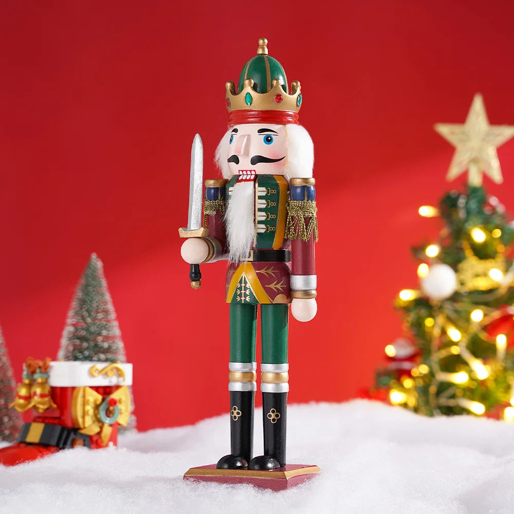 Nutcracker soldier puppet wooden statues handicraft doll toy christmas navidad new year gift home decoration 30cm - c