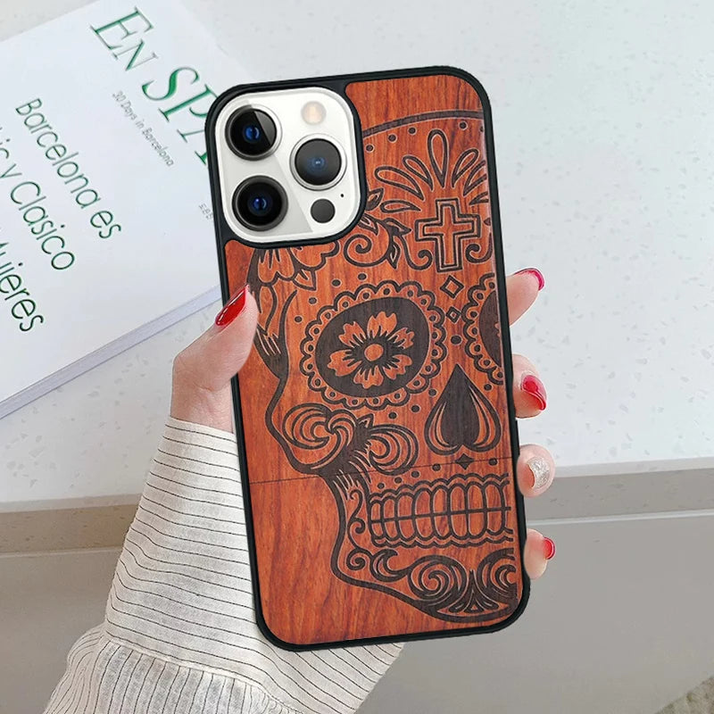 Bamboo wooden animals phone case for iphone 17 air 15 16 16e 14 13 pro max coque 12 11 plus fundas cover - 8
