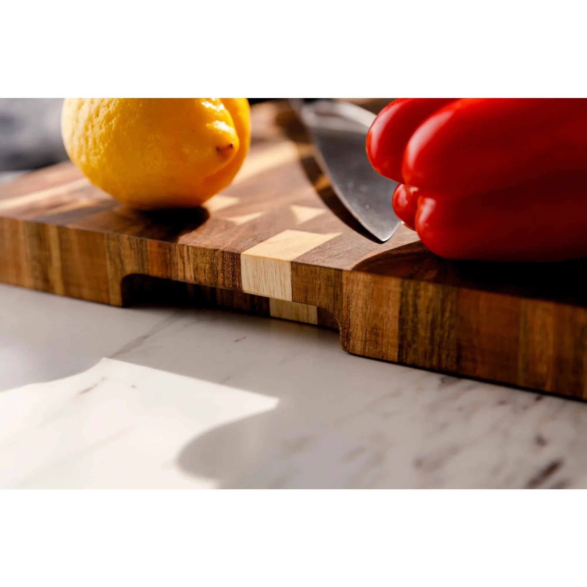 18 inch acacia end-grain cutting board reversible wood butcher block for kitchen meat prep & serving natural - united