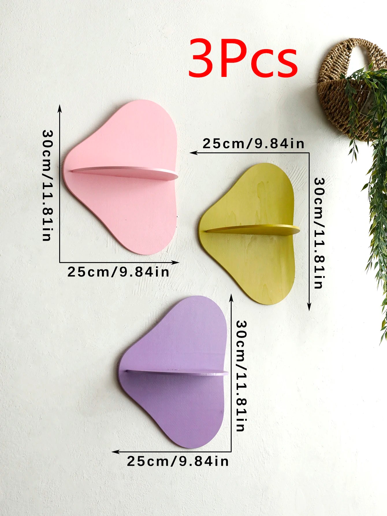 Colorful floating wall shelf display wooden plant flower pot tray storage rack art home decoration for girl room decor