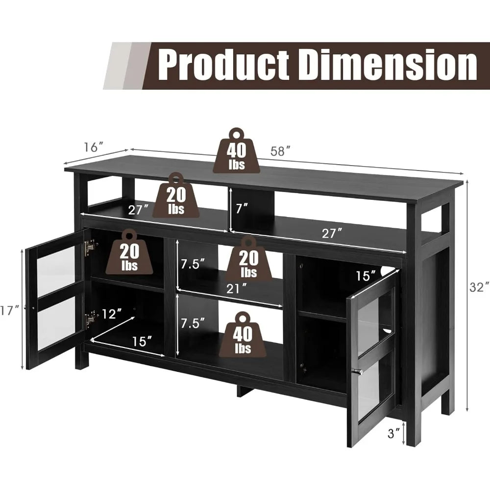 Wooden flat screen tv stand for 65’’ tvs console table with cabinets and shelves home living room - united states