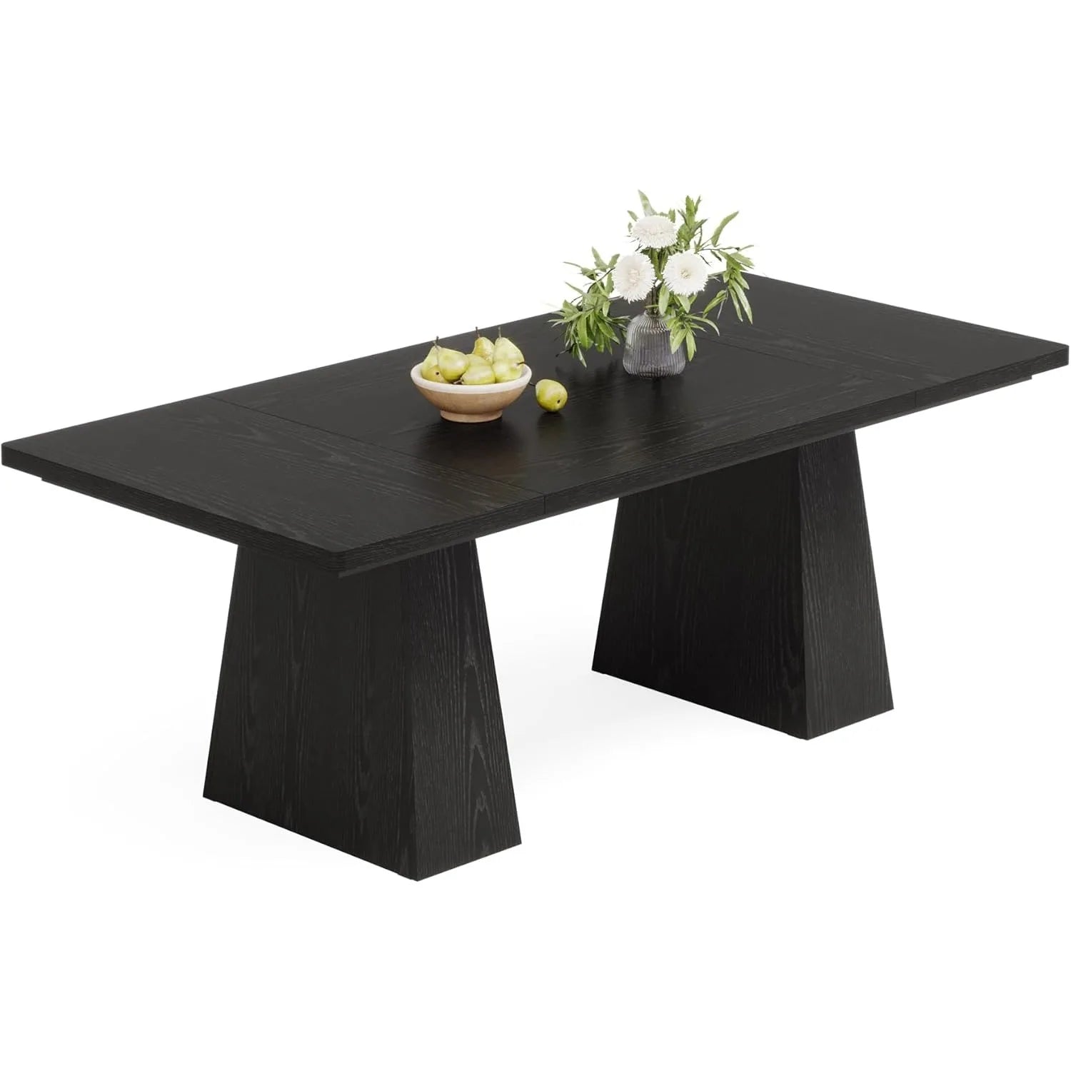Little tree black dining table for 4-6 modern kitchen with tapered wood legs and tabletop living room - 02 / united