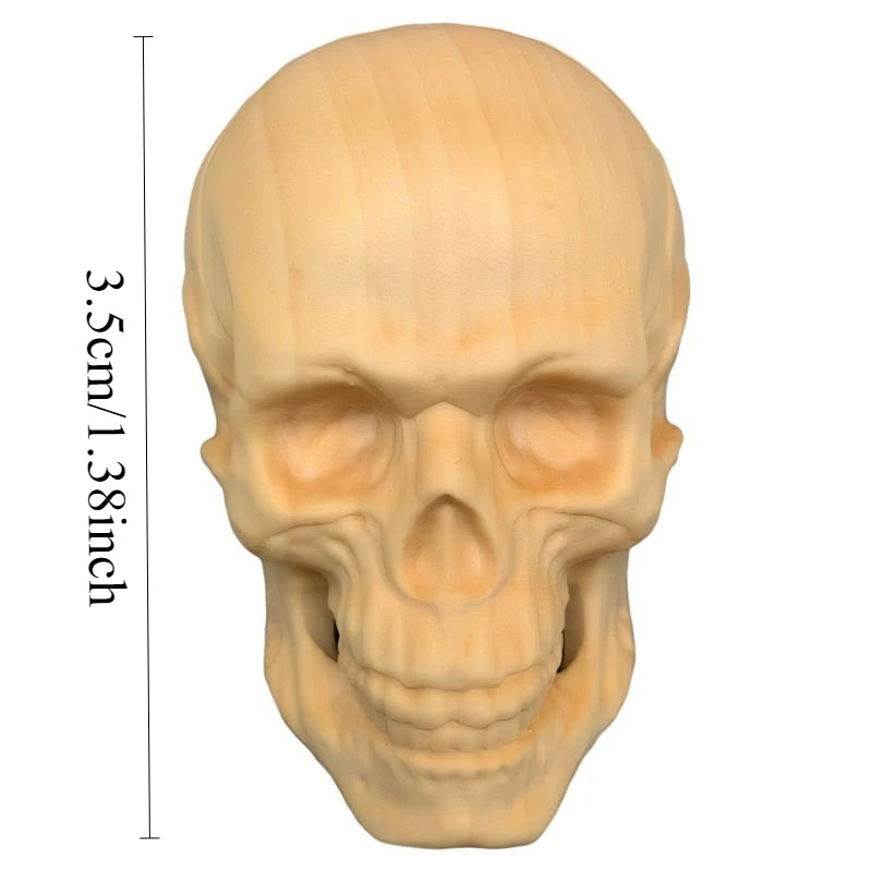 Wood carving skull statue skeleton boxwood handmade solid model miniature ornament halloween decoration sculpture