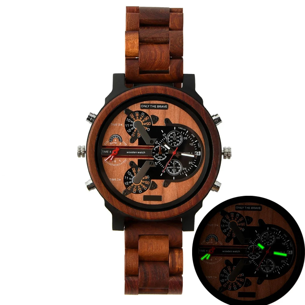 Large dial wooden wristwatches mens watch with free shipping montre en bois fashion business dieesl wood wrist watches
