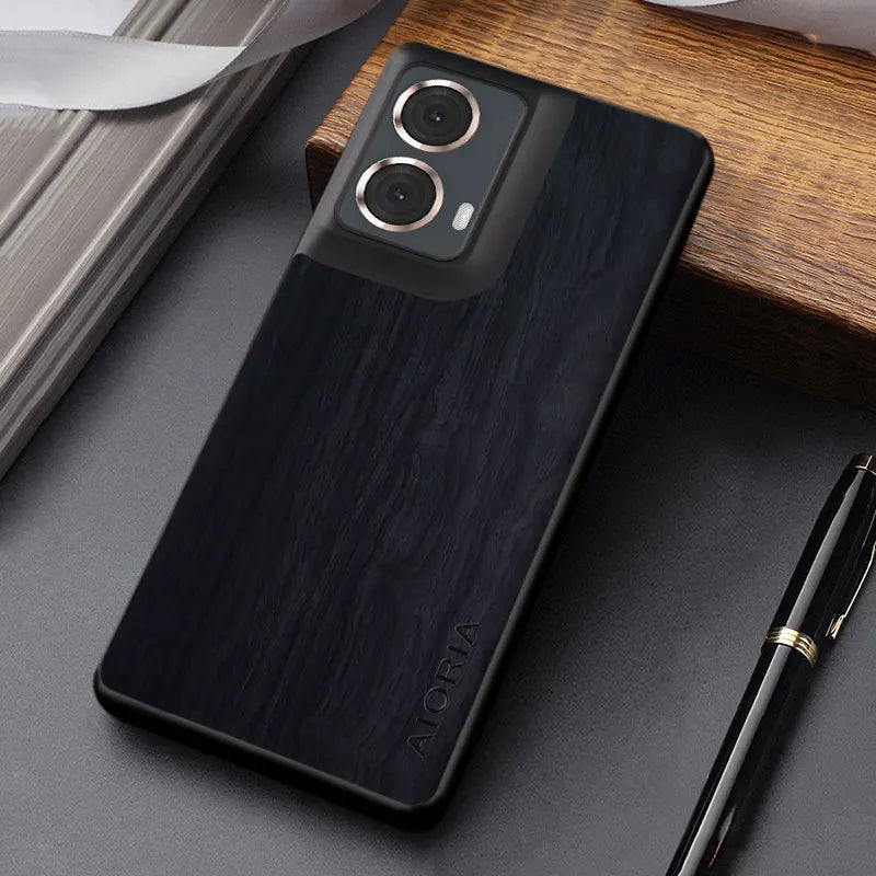 Case for motorola moto g86 g85 g56 g55 g45 g35 g05 e15 g15 power funda wooden pattern pu leather fashion phone case