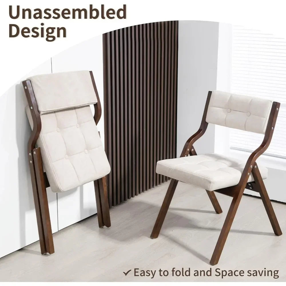Folding chairs with cushion wooden padded 2 pack portable and assembled dining chair for guests