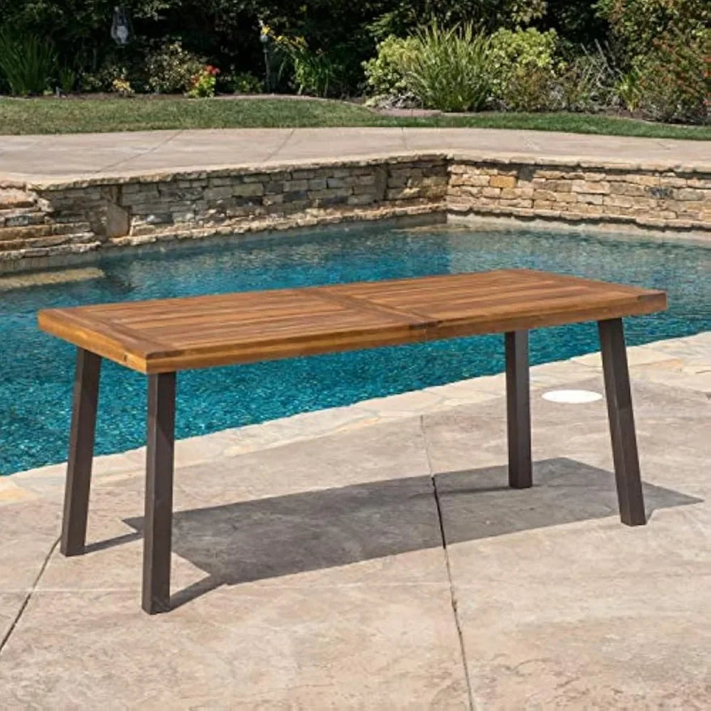 Customizable-298192 spanish bay acacia wood outdoor dining table | perfect for patio | with teak finis brown - finish
