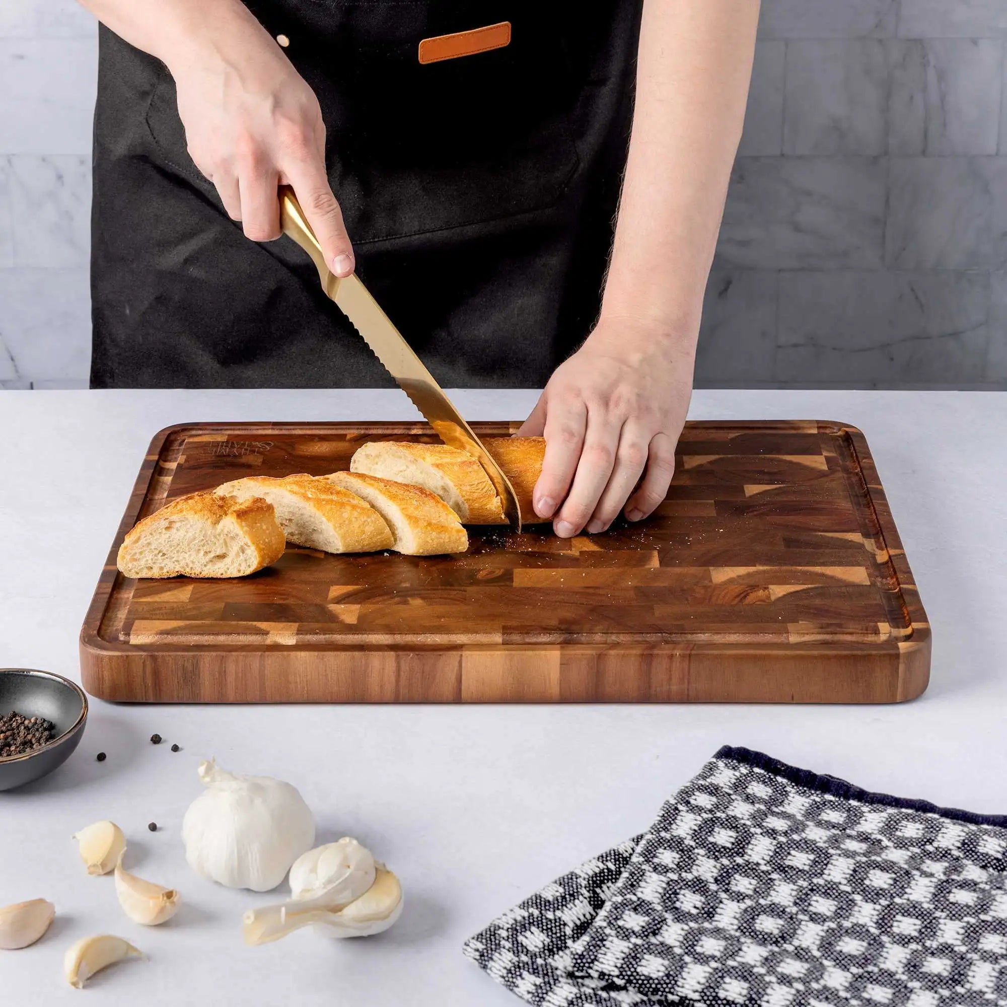 12’’x18’’ acacia end grain butcher block cutting board wood cheese charcuterie wooden - united states