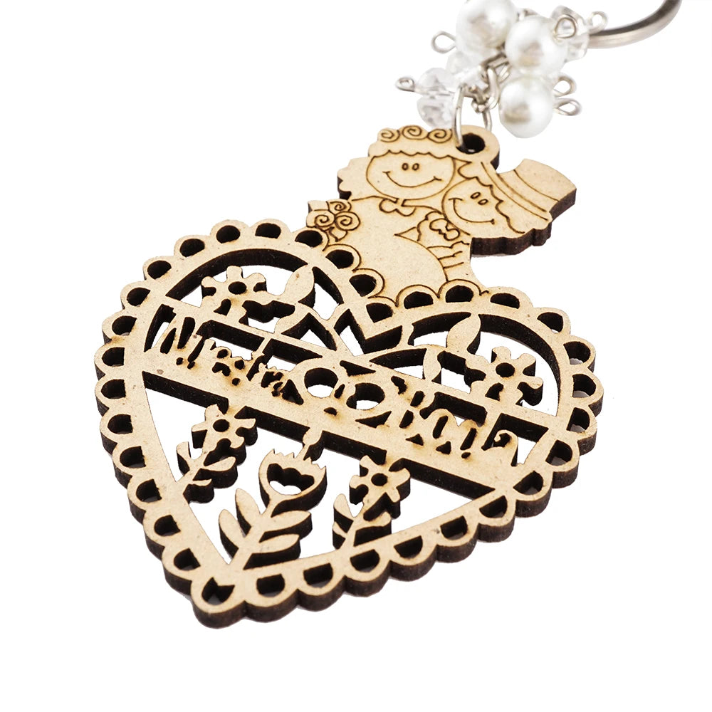 12pcs baptism nuestra boda heart wood keychain recuerdos de wedding shower favor - united states - key chain