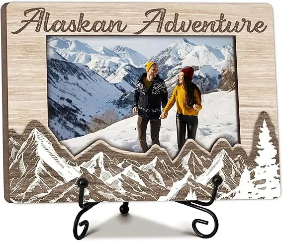 Alaska adventure photo frame wooden picture with stand vacation friendship gifts for friends family 5 x 8 pictur