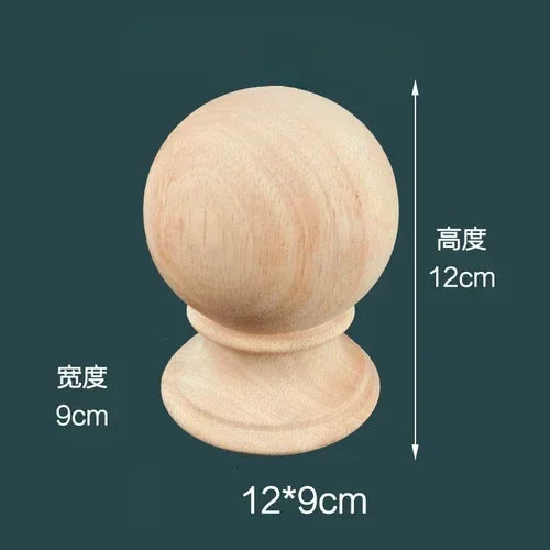 Solid wood carving solid color round ball staircase handrail bed tail headpost decoration column sculpture - c1 12x9cm