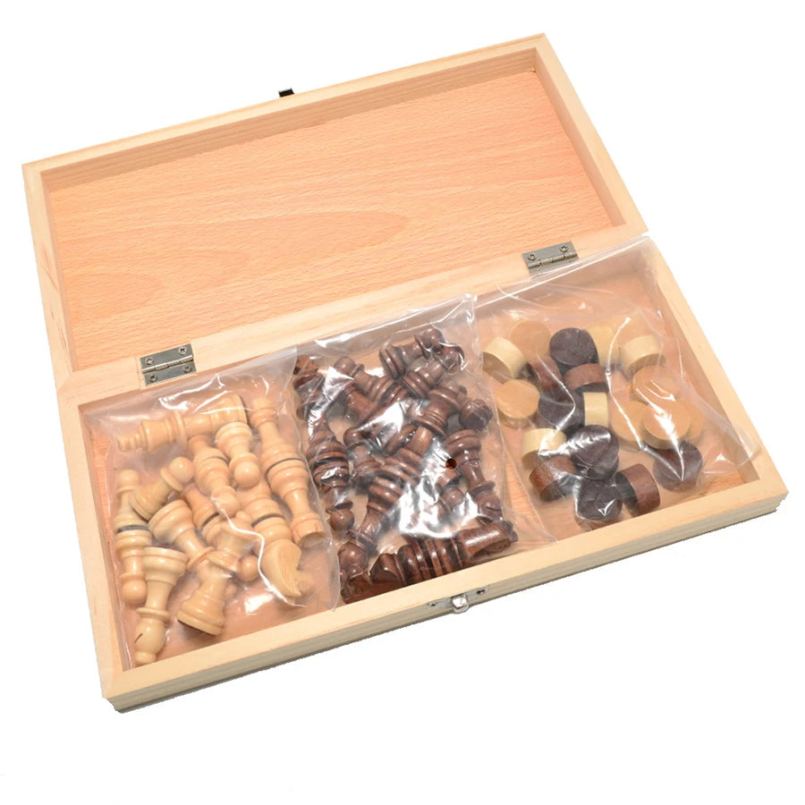 Foldable 2 in 1 chess board portable storage wooden game educational games christmas gifts for students