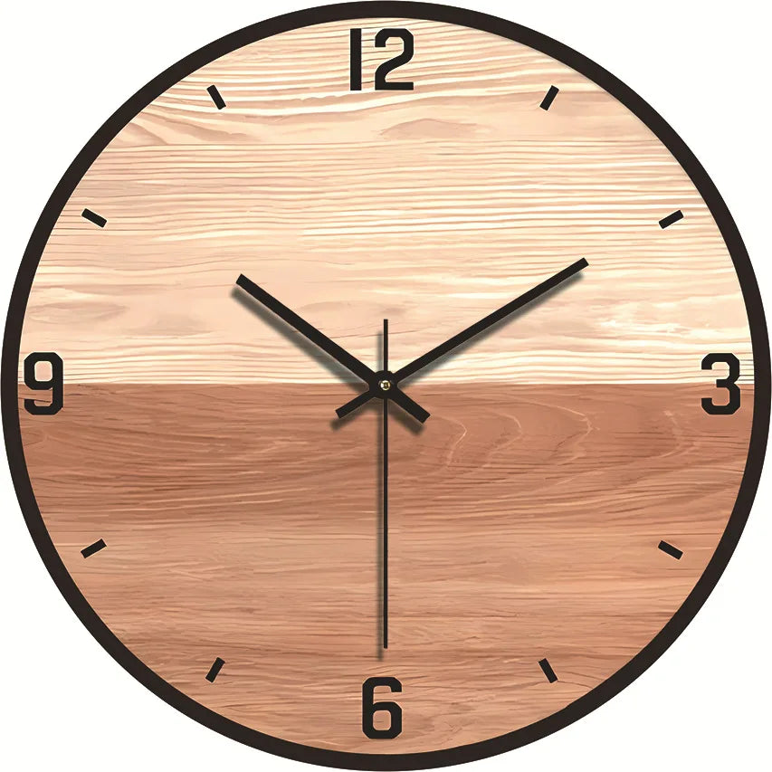 Wood grain wall clock transparent minimalist design hanging silent living room office art watch home decor hororloge